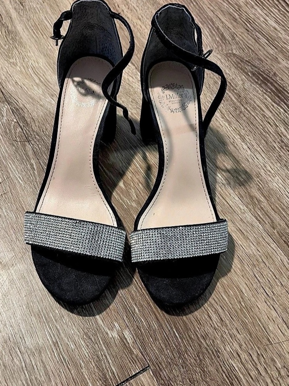 J. Miller Rhinestone Strap Heels in Black US 6